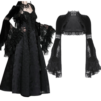 Vivienne Gothic Velvet Lace Bolero Shrug Top by Dark In Love