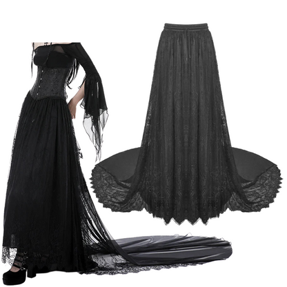 Mary Anne Gothic Frilly Lace Train Skirt by Dark In Love