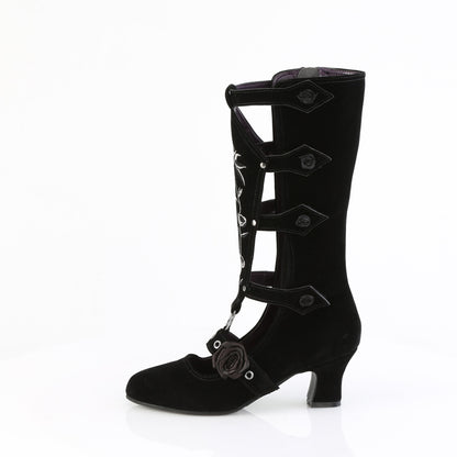 WHIMSY-118 Rose Coffin Mid-Calf Boots by Demonia