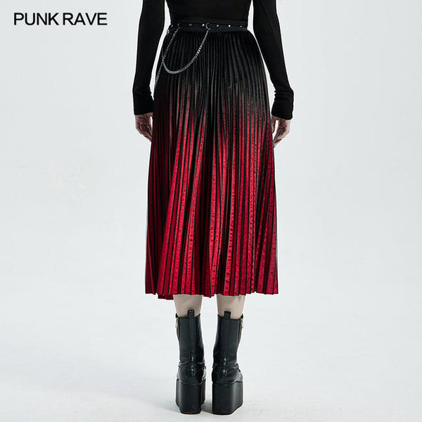 Annabel Lee Pleated A-line Skirt (Red) by Punk Rave