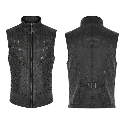 Sinister Gray Biker Punk Vest by Punk Rave