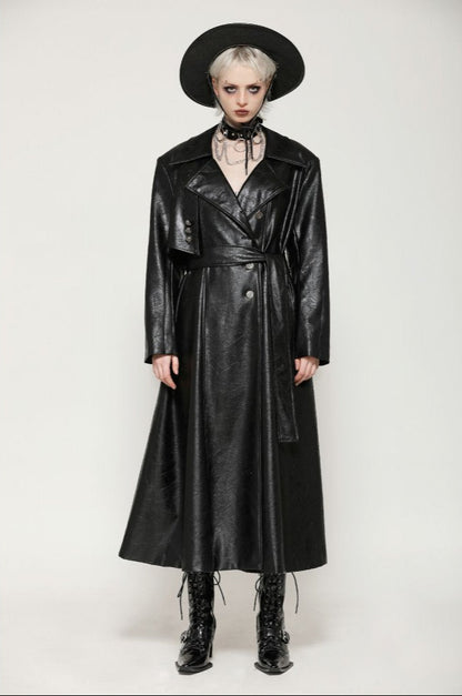 Rosalie Gothic Faux Leather Trench Coat by Dark In Love