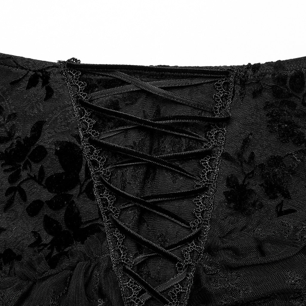 Andromeda Ruffled Black Lace Skirt by Punk Rave