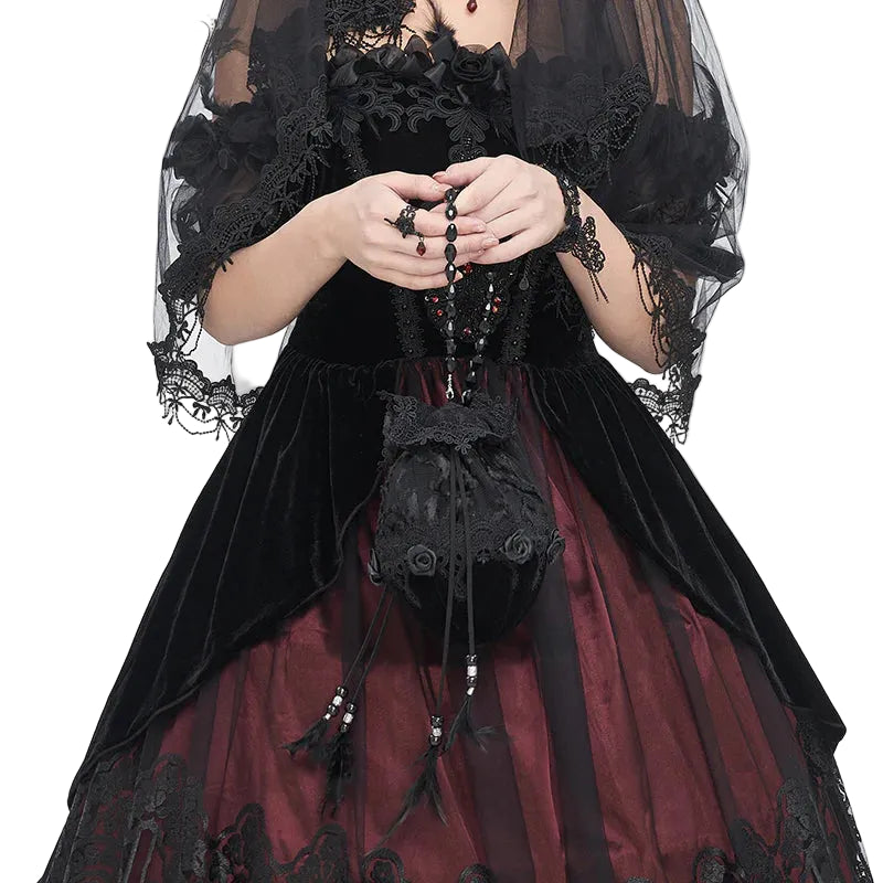 Rosebush Gothic Velvet Purse Bag by Eva Lady