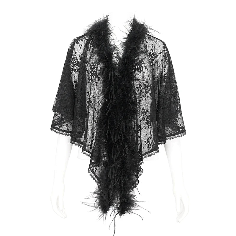 Queen Gothic Feather Lace Shawl Top by Eva Lady