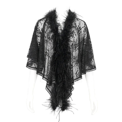Queen Gothic Feather Lace Shawl Top by Eva Lady