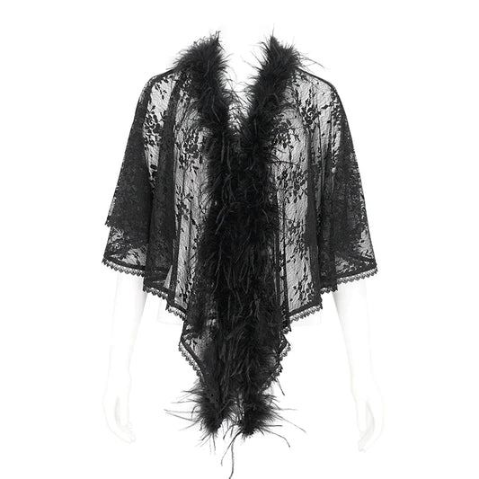 Queen Gothic Feather Lace Shawl Top by Eva Lady
