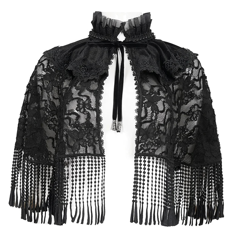 Mortem Gothic Lace Fringe Shawl Top by Eva Lady