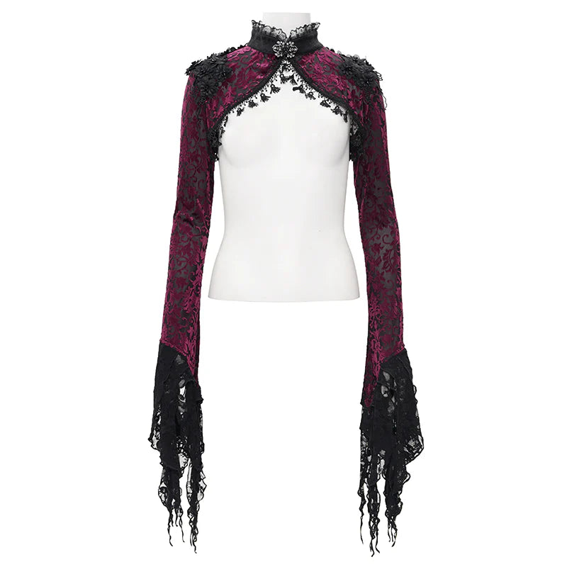 Raina Gothic Lace Cuff Velvet Bolero Top by Eva Lady