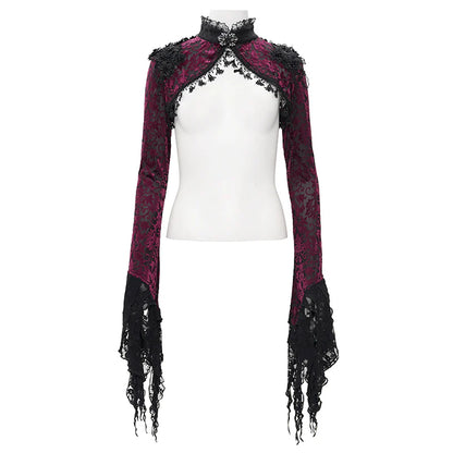 Raina Gothic Lace Cuff Velvet Bolero Top by Eva Lady