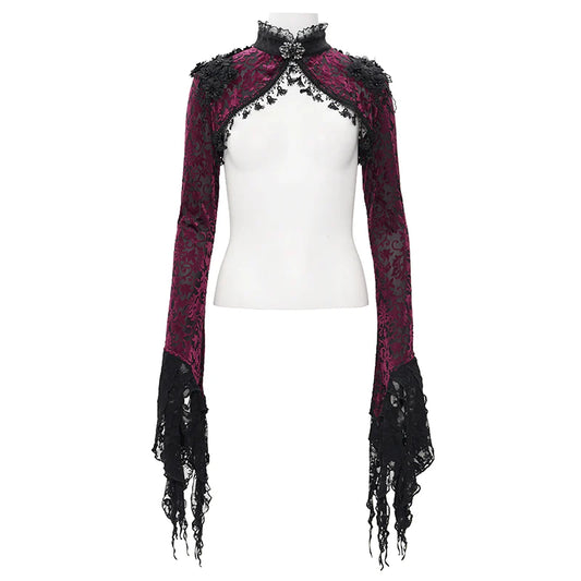 Raina Gothic Lace Cuff Velvet Bolero Top by Eva Lady