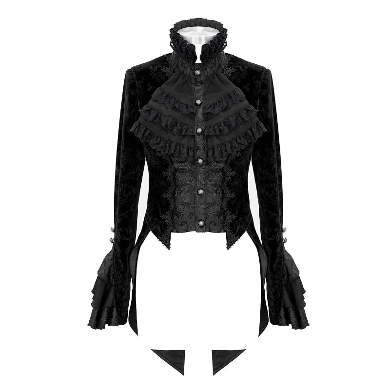 Leah Lotus Leaf Gothic Swallow Tail Black Jacket by Devil Fashion