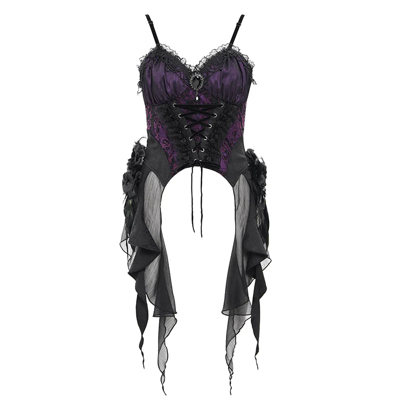 Thorne Gothic Rose Purple Corset Top by Eva Lady