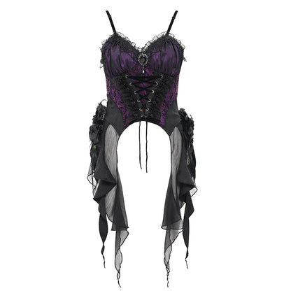 Thorne Gothic Rose Purple Corset Top by Eva Lady