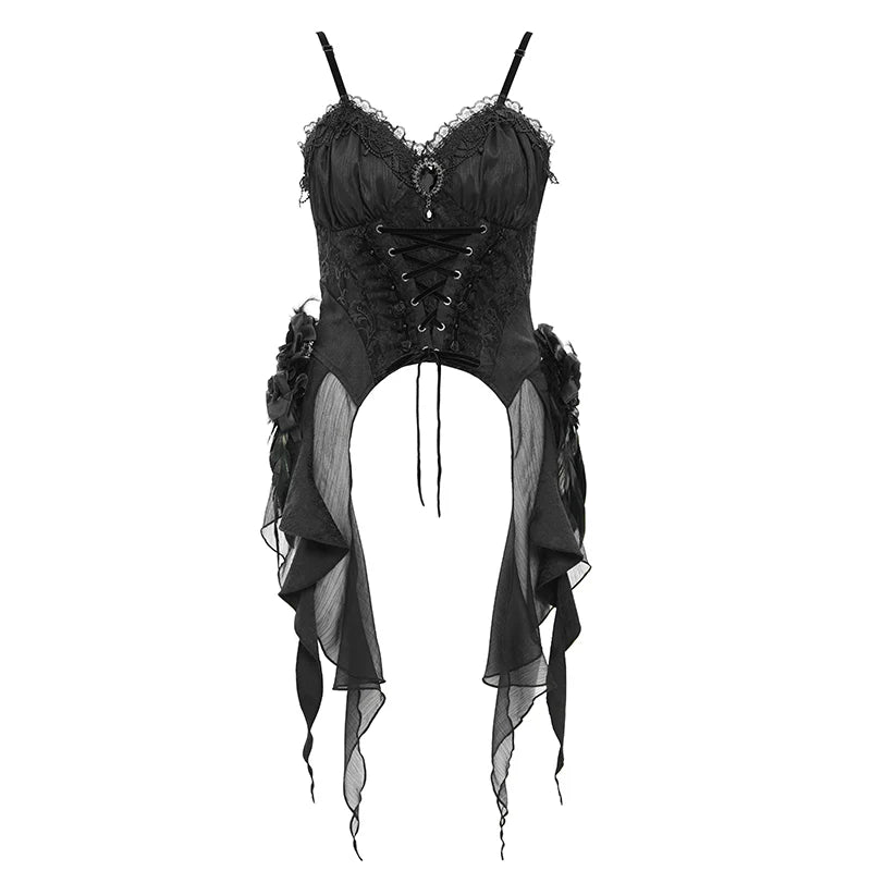 Thorne Gothic Rose Black Corset Top by Eva Lady