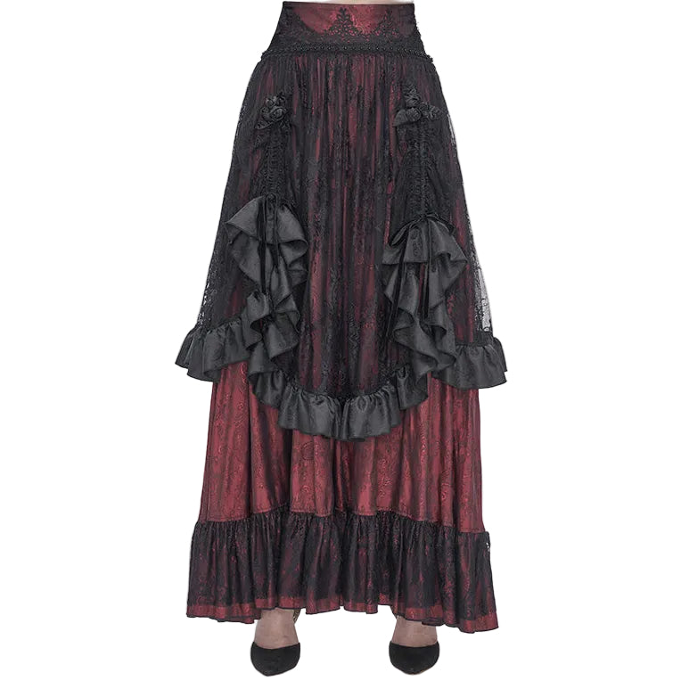 Cullen Red Gothic High Waist Skirt by Devil Fashion