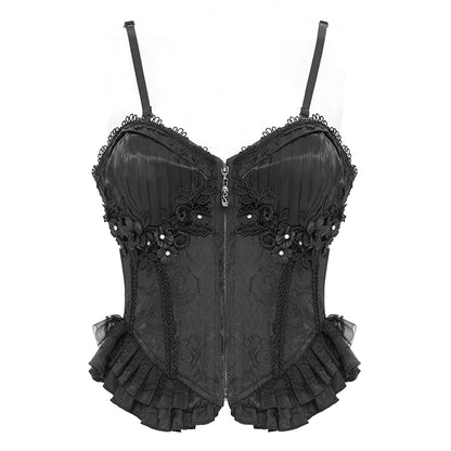 Elwin Gothic Rose Black Jacquard Corset Top by Devil Fashion