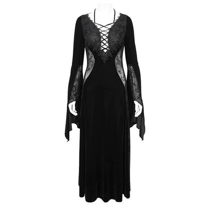Drusilla Gothic Lace Panel Velvet Dress by Eva Lady