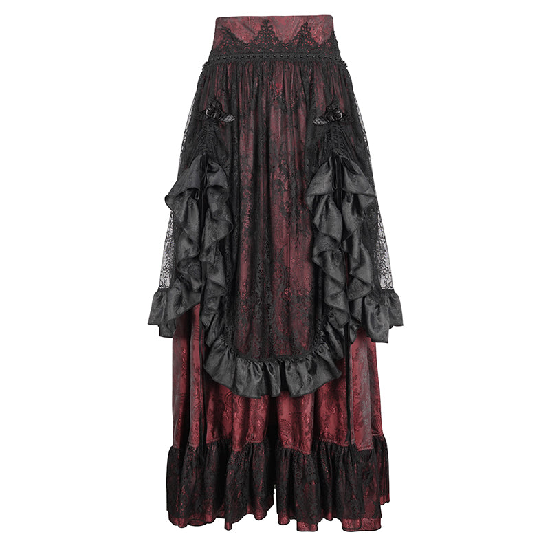 Cullen Red Gothic High Waist Skirt by Devil Fashion