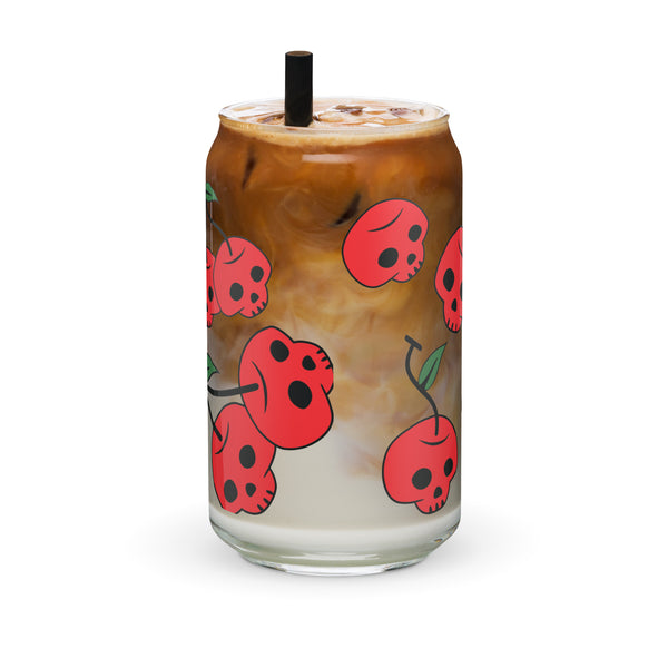 Red Skull Cherries Glass Can Cup by The Dark Side of Fashion