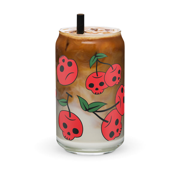 Red Skull Cherries Glass Can Cup by The Dark Side of Fashion