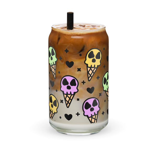 Ice Scream Skulls Glass Can Cup by The Dark Side of Fashion