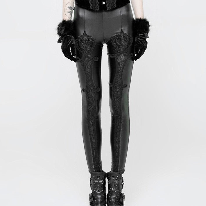 Cathedral Arch Faux Leather Leggings - Black by Punk Rave