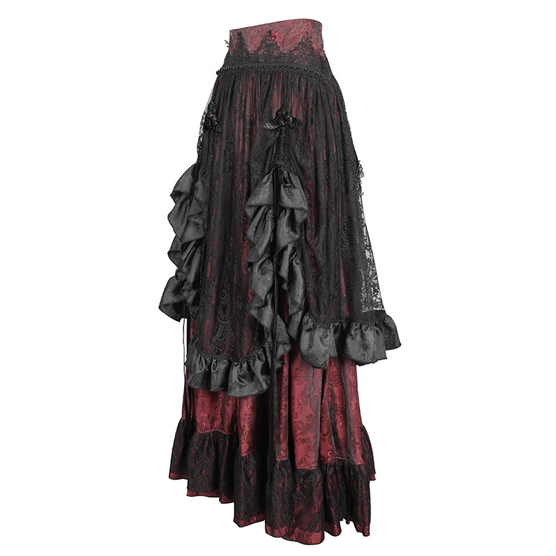 Cullen Red Gothic High Waist Skirt by Devil Fashion