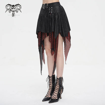 Fairy Goth Asymmetric Black & Red Skirt by Devil Fashion