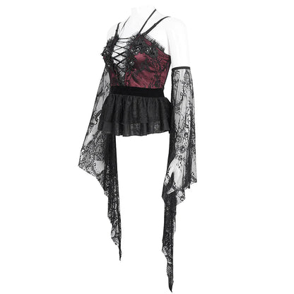 Ravishing Ruby Lace Sleeve Corset Top by Eva Lady