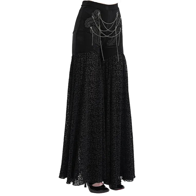 Audrina Gothic Velvet Mesh Bell Bottom Pants by Eva Lady