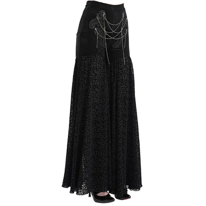 Audrina Gothic Velvet Mesh Bell Bottom Pants by Eva Lady