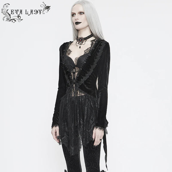A Slice Of Heaven Velvet Lace Trim Dress Top by Eva Lady