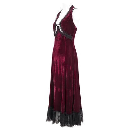 Celeste Red Gothic Velvet Halter Dress by Eva Lady The Dark Side of Fashion Celeste Red Gothic Velvet Halter Dress by Eva Lady The Dark Side of Fashion