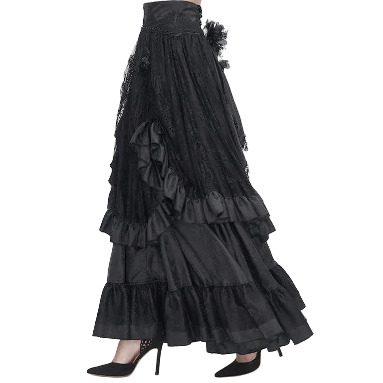 Cullen Black Gothic High Waist Skirt by Devil Fashion