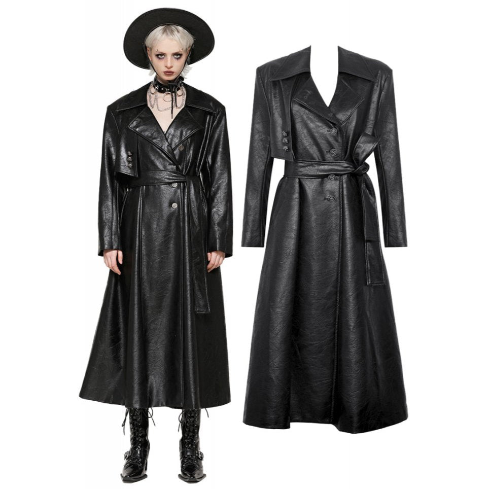 Rosalie Gothic Faux Leather Trench Coat by Dark In Love