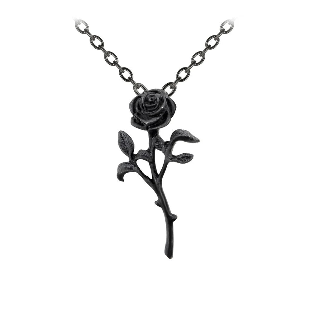 The Romance of the Black Rose Pendant Necklace by Alchemy Gothic