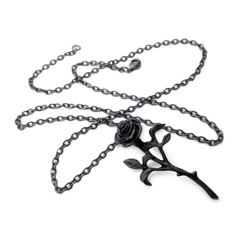 The Romance of the Black Rose Pendant Necklace by Alchemy Gothic