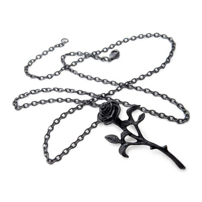 The Romance of the Black Rose Pendant Necklace by Alchemy Gothic