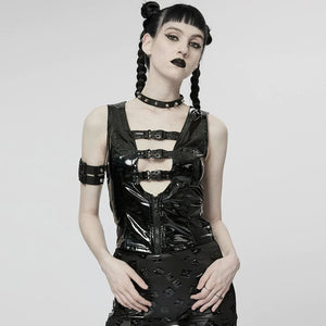 Erratic Affair PU Leather Top by Punk Rave