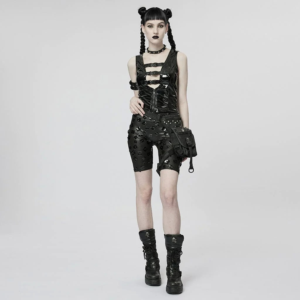 Erratic Affair PU Leather Top by Punk Rave