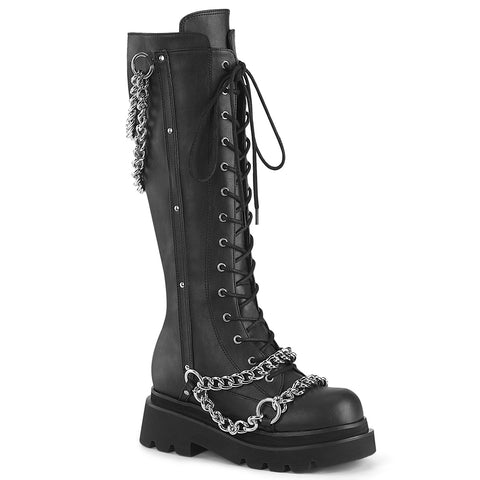 RENEGADE-215 Chain Lace-Up Knee High Platform Boots by Demonia