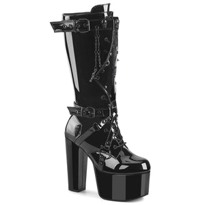 TORMENT-218 Patent Leather Platform Boots by Demonia