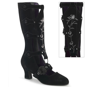 WHIMSY-118 Rose Coffin Mid-Calf Boots by Demonia