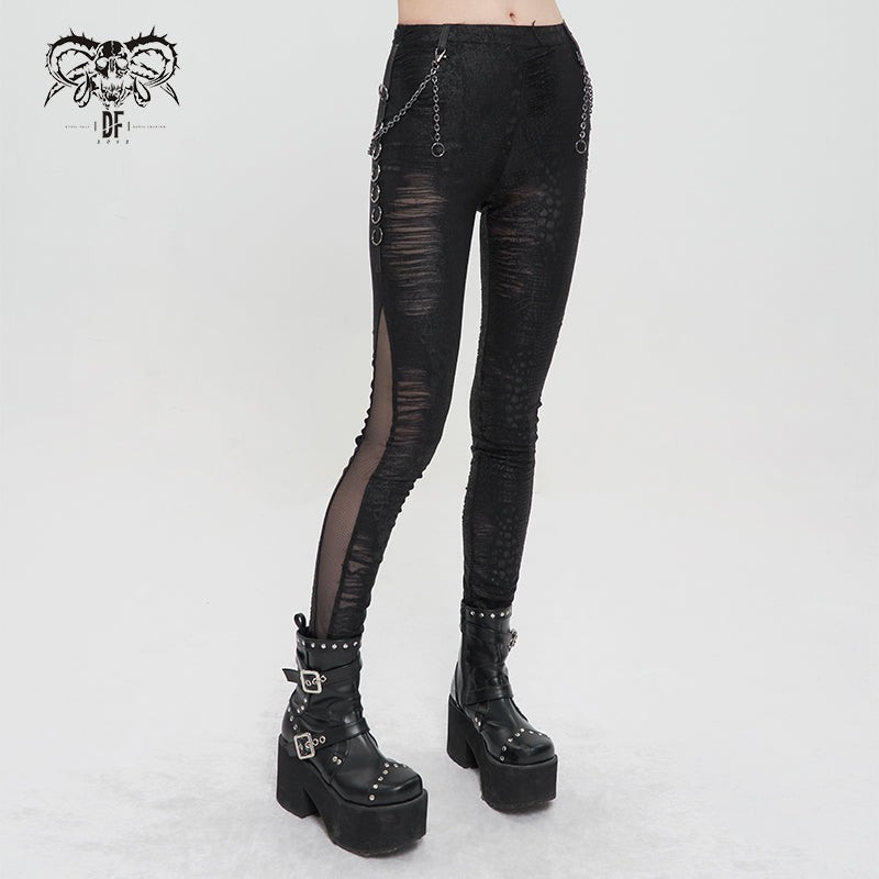 Shadowrise Ripped Mesh Panel Leggings by Devil Fashion