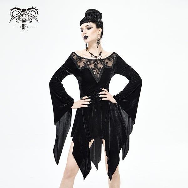 Morgana Velvet Bell Sleeve Dress by Devil Fashion