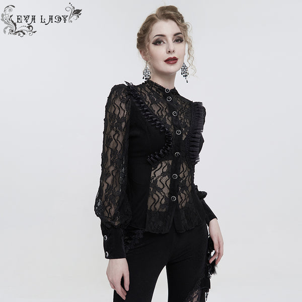 Penelope Lace Black Velvet Top by Eva Lady
