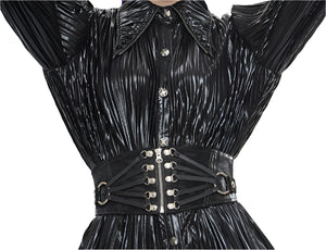 Zoe Zip Up Faux Leather Corset Belt by Devil Fashion