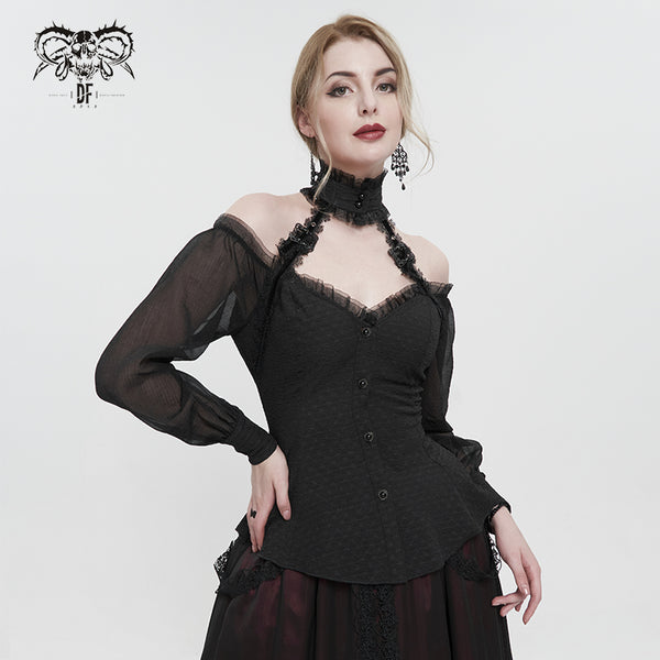 Black Bed of Roses Off the Shoulder Top by Devil Fashion