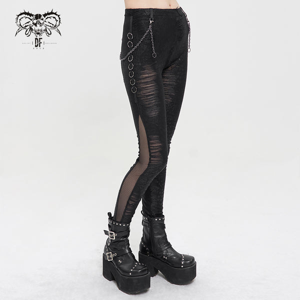 Shadowrise Ripped Mesh Panel Leggings by Devil Fashion